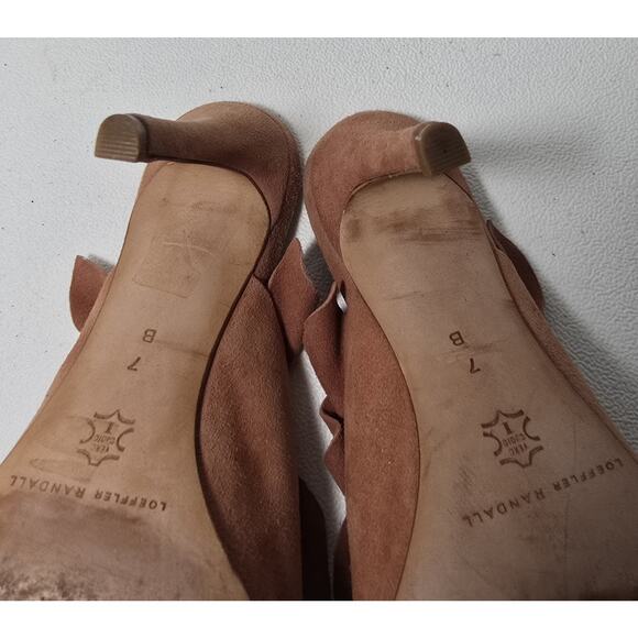 Women's Loeffler Randall Langley Ruffle Slide Heels Dusty Rose Suede 7 - Picture 9 of 10